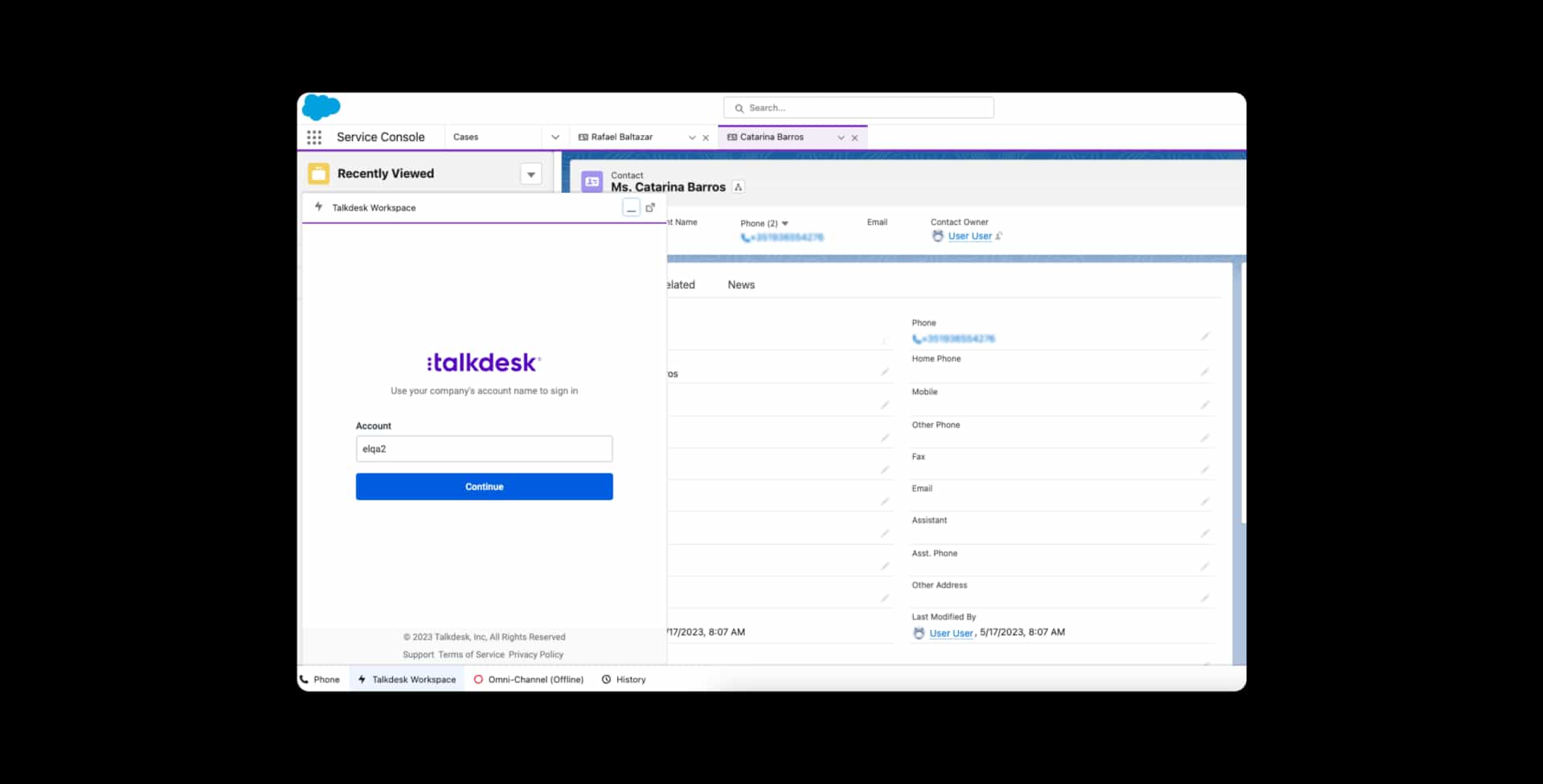Talkdesk Embedded Salesforce