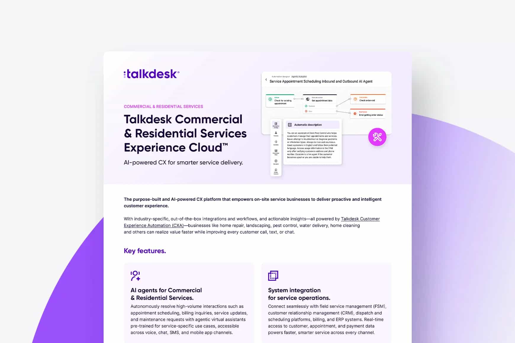 Talkdesk Commercial & Residential Services Experience Cloud