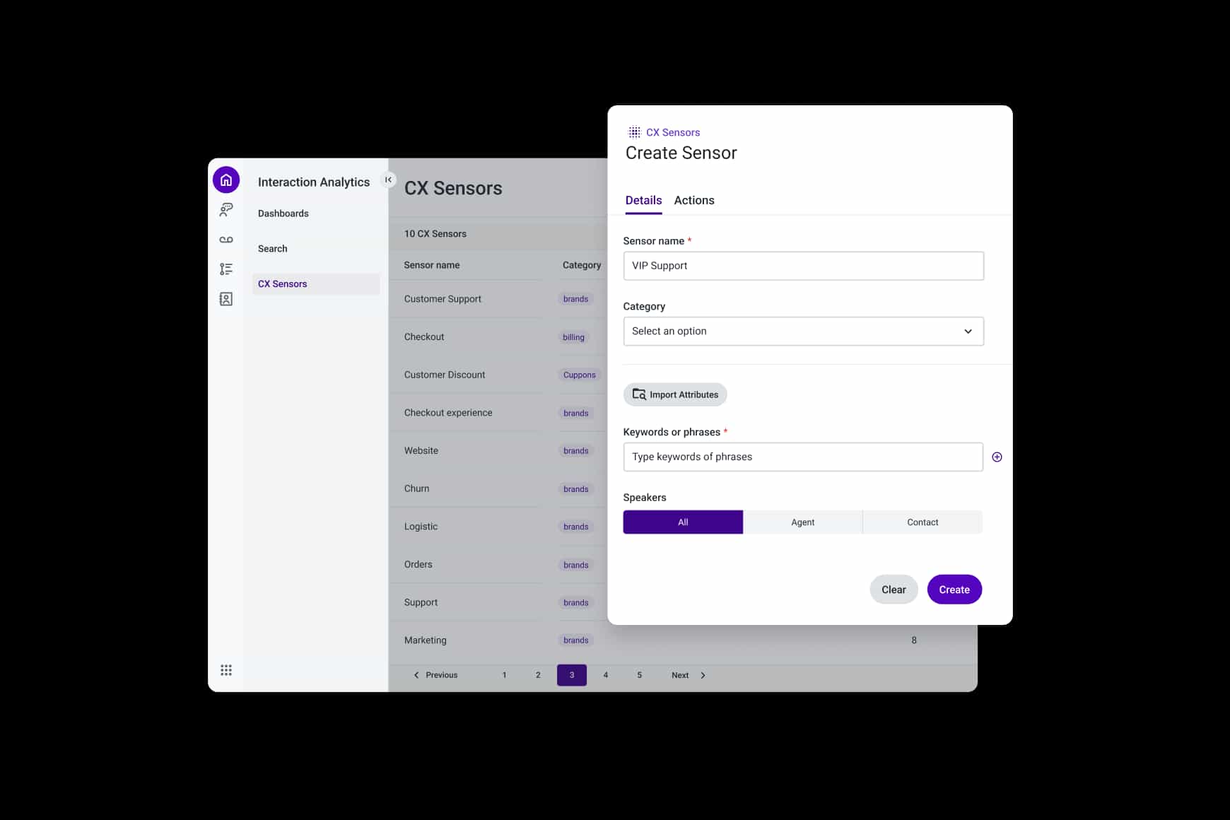 Interaction Analytics Cx Sensors Create