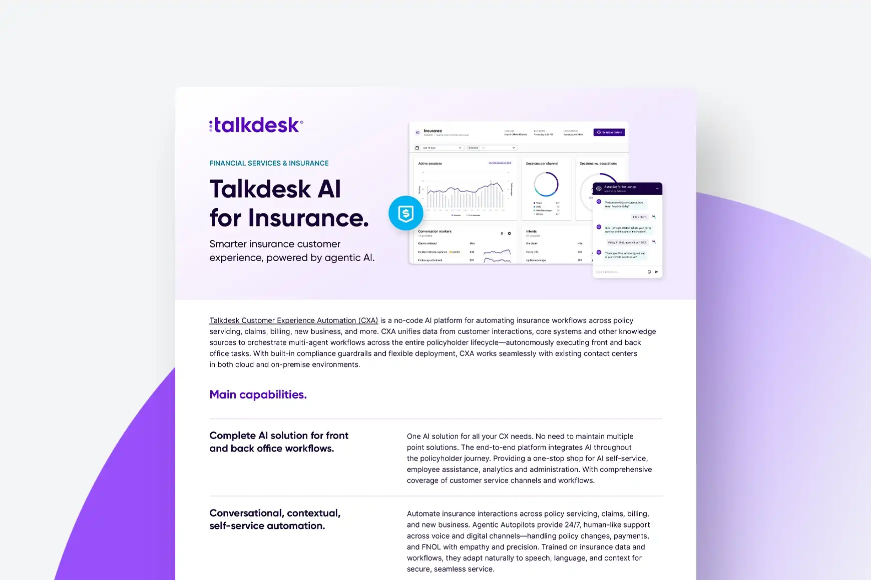 Talkdesk AI for Insurance Datasheet